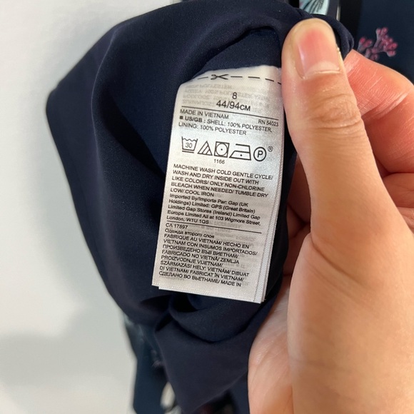 Banana Republic Dress Preppy Navy Floral Faux Wrap High low Lined side‎ zip 8 - Picture 9 of 9